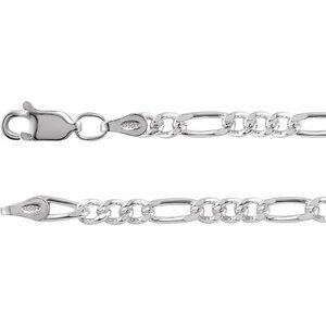 Solid .925 Sterling Silver Figaro Chain, 3.5mm, 20 inch long